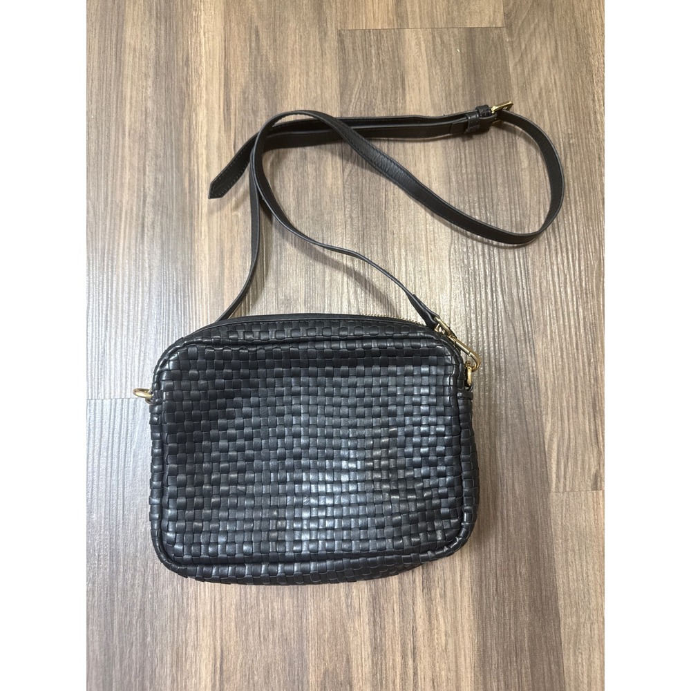 Quince Gemma Handwoven Crossbody Bag Womens Black Italian Leather